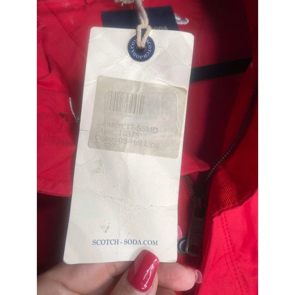 Scotch & Soda women's Rain Jacket Red‎ Hot Lips Hooded NEW w/defect size medium